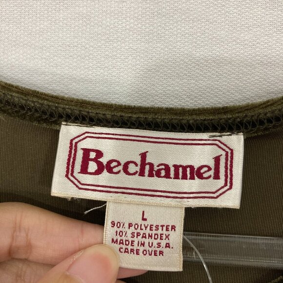 New Bechamel Velvet Stretch Pullover Top Large Round Neck Long Sleeve - Picture 2 of 9